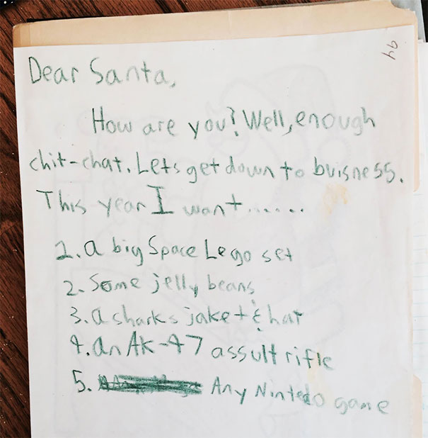 Mom Busted Out A Box Of Old Santa Letters Today - Looks Like My Career As A Smartass Began At A Young Age