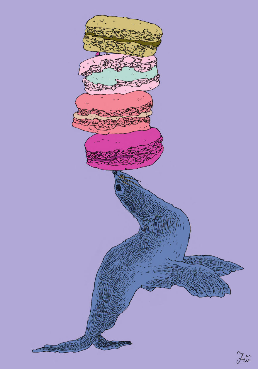 I Create Surreal Drawings That Combine Two Of My Favourite Things - Sweets And Animals