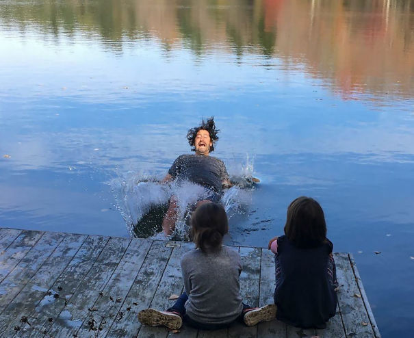 The Moment My Older Brother Fell Into The Lake. Taken By My Sister-In-Law