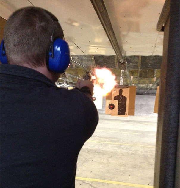 First Time Shooting A.44 Magnum. My Girlfriend Was Taking A Picture Behind Me And Timed It Perfectly