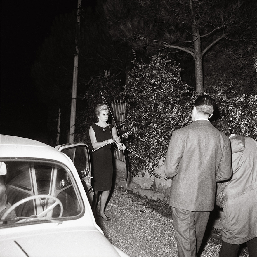 Anita Ekberg Facing The Paparazzi With Bow And Arrows, October 20, 1960