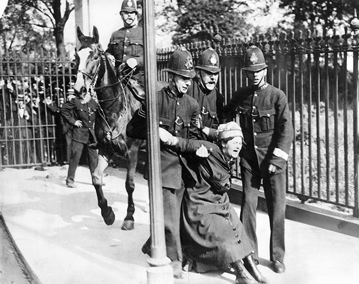 Woman Campaigning For The Vote Is Restrained By Policemen, C 1910. British Women Did Not Win Full Voting Rights Until 1928