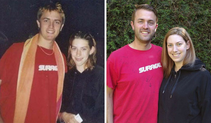 My Wife And I Met 15 Years Ago Today In The Line Up For A Water Slide. We Have A Picture From The Night We Met Here We Are Then And Now