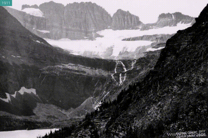 The Grinnell Glacier, Montana, USA, 1911 - 2008