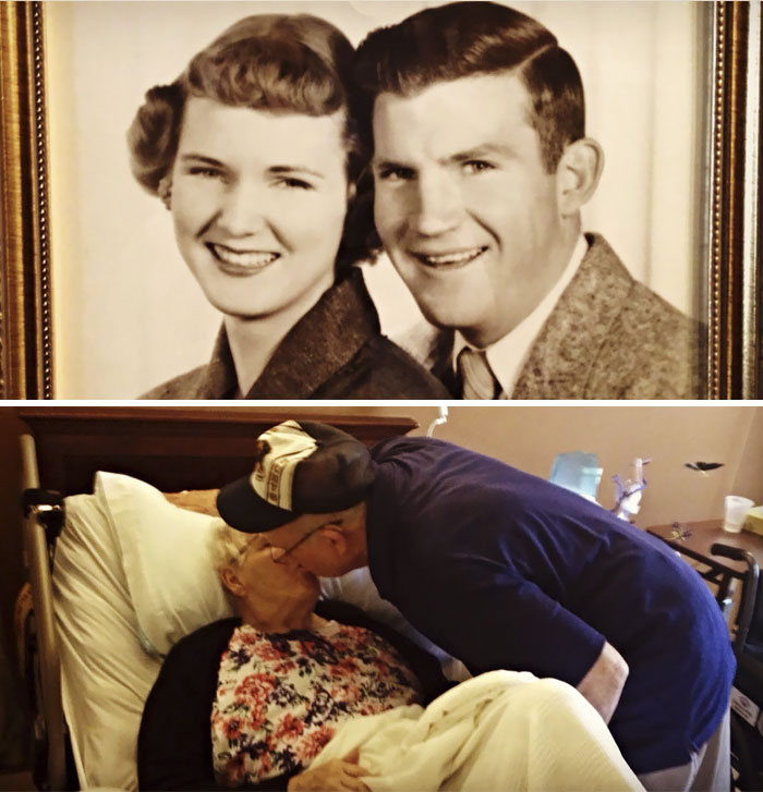 My Nana And Papaw, In 1951 When They Eloped, And Today, 62 Years Later. Still Beautifully And Irrevocably In Love