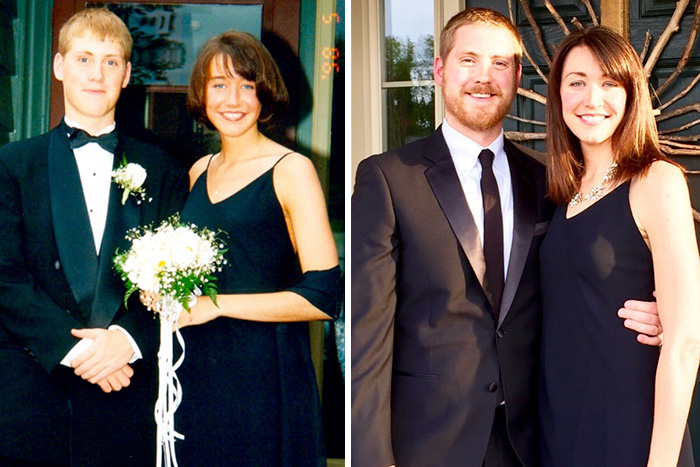 My Wife Might Be A Vampire. Left: Junior Prom; Right: Almost 20 Years Later, Wearing The Exact Same Dress