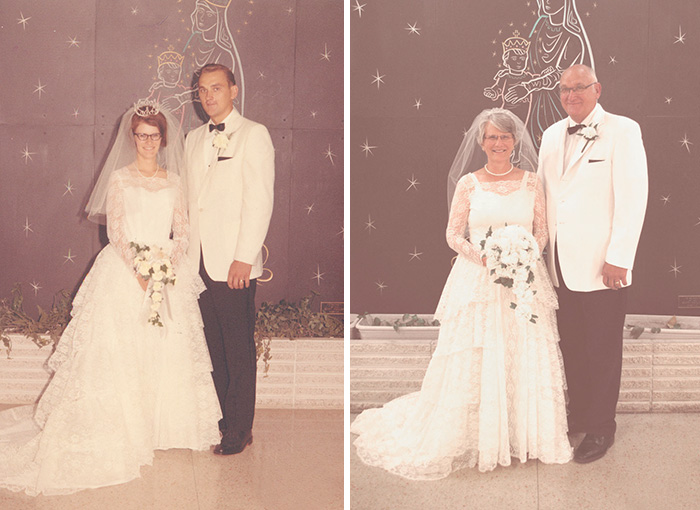 I Convinced My Parents To Reenact Their Wedding Photo 45 Years Later, Including The Same Dress