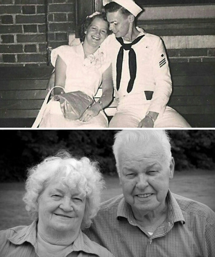 My Grandparents On Their Wedding Day And On Their 60th Anniversary