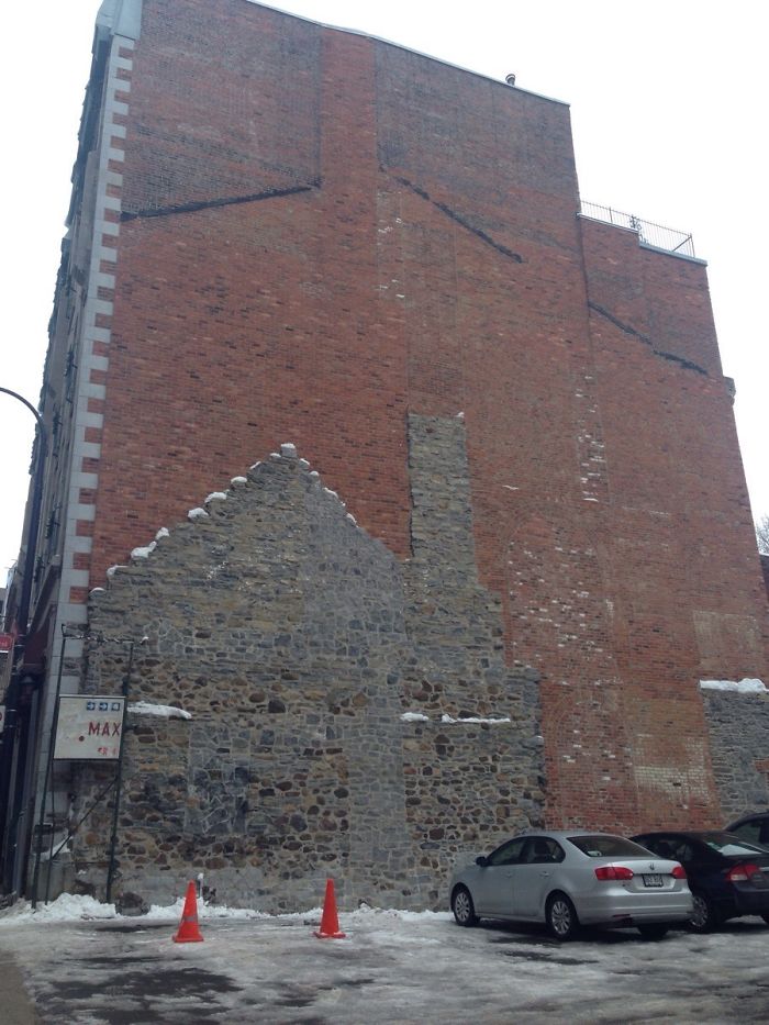 The Bricks On This Wall Are A Different Style And Colour Where An Older Building Was Once Attached
