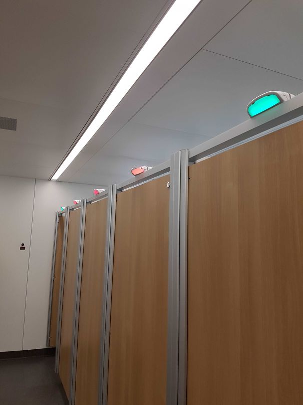 London Heathrow Has Lights Above Toilet Doors To Signify Which Ones Are Occupied