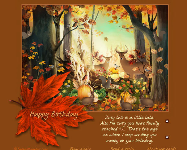 Had To Watch A 2 Min Forest Animation To Get To This E-Card From My Grandpa