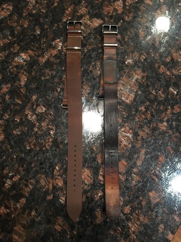 New Watch Strap Next To A Watch Strap Worn Every Day For Four Years