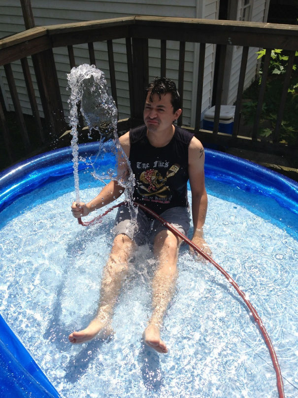 My 32-Year-Old Husband Playing In His New Pool. We Don't Have Kids By The Way