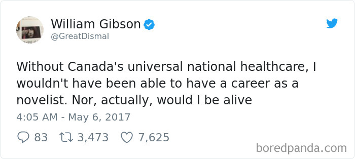 Award Winning American-Canadian Science Fiction Author, William Gibson On Canada’s Universal Healthcare System