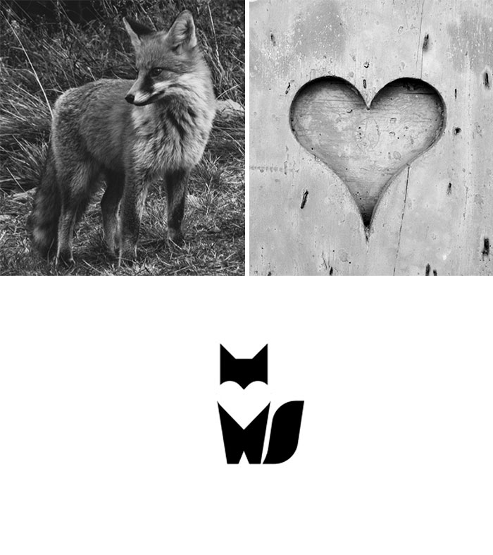 Logotipos combinando dos elementos: Amor zorro