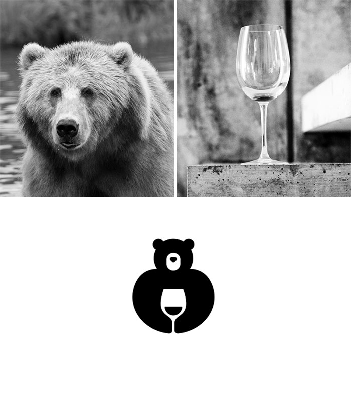 Logotipos combinando dos elementos: Vino de oso