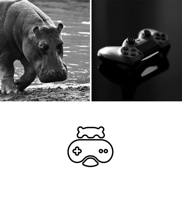 Logotipos combinando dos elementos: Hippo Gamer