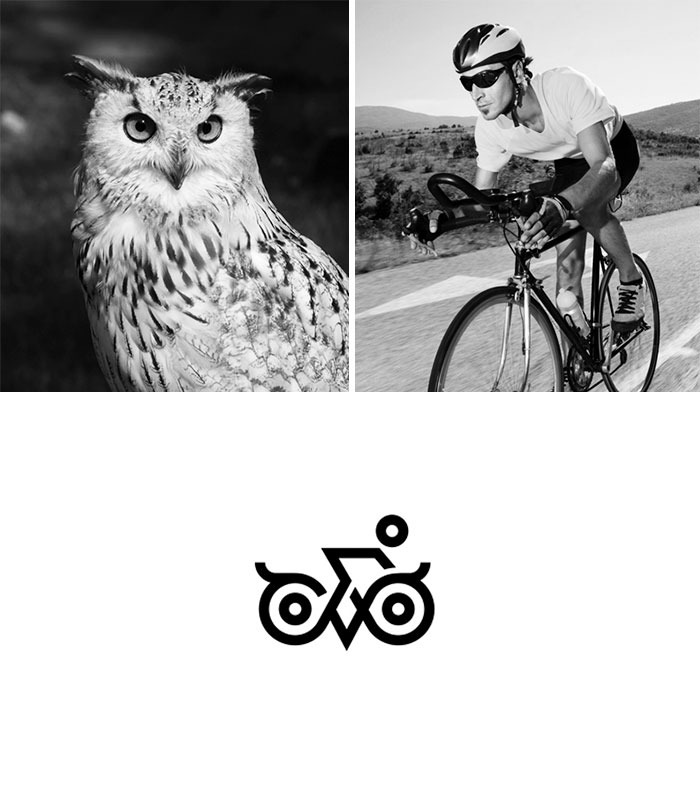 Logotipos combinando dos elementos: Jinete del búho