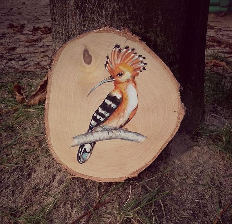 Art On Wood Slices - O Matko Naturo
