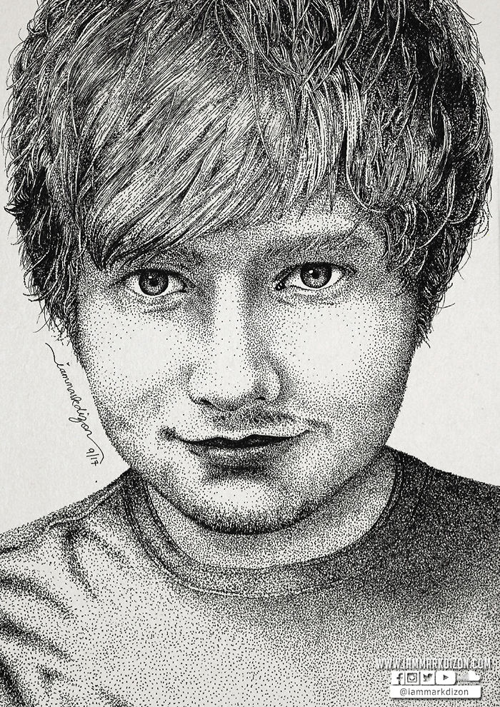Ed Sheeran Portrait Made With Hundred Thousands Of Dots