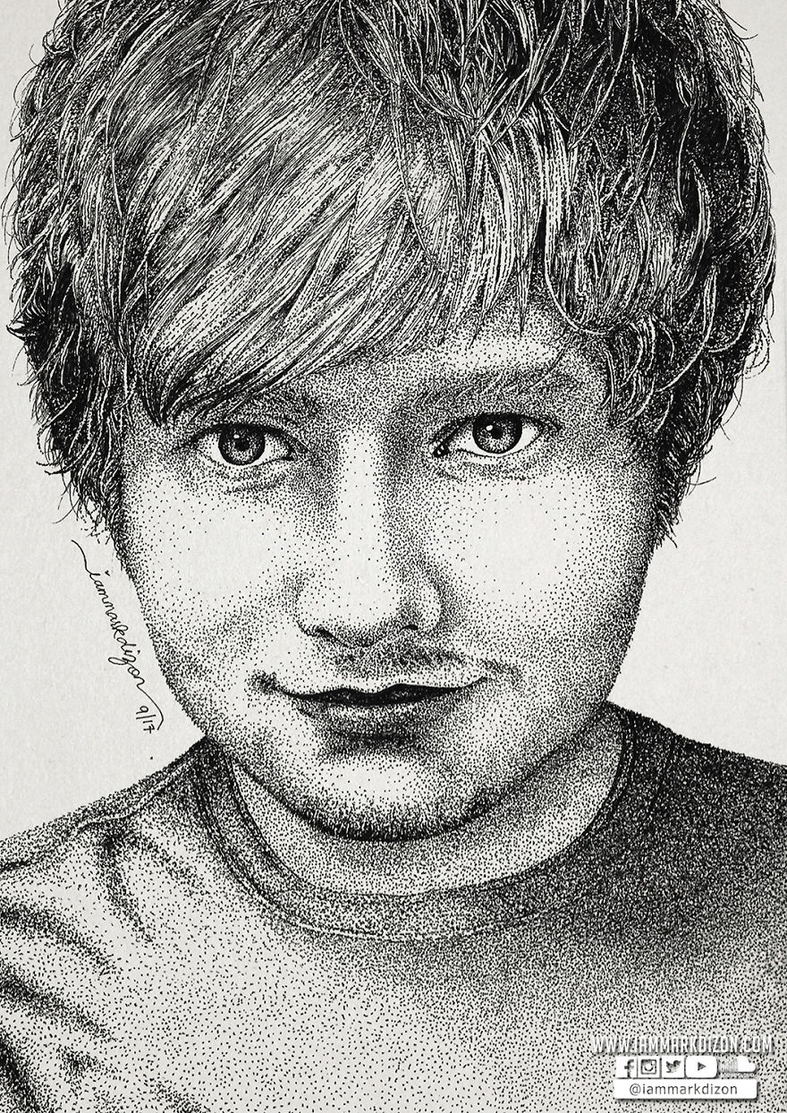 Ed Sheeran Portrait Made With Hundred Thousands Of Dots