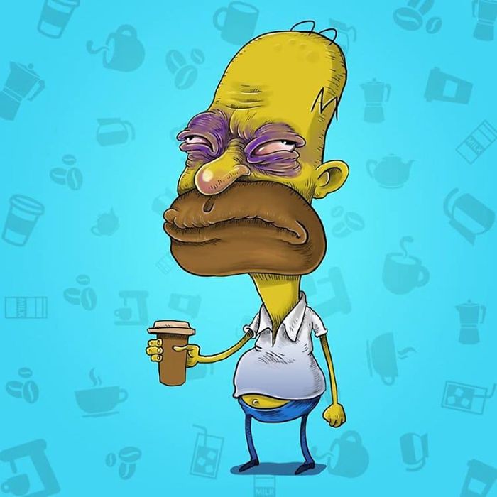 Look At How Your Favorite Cartoons When They Just Woke Up And Haven't Had Their Coffee Yet