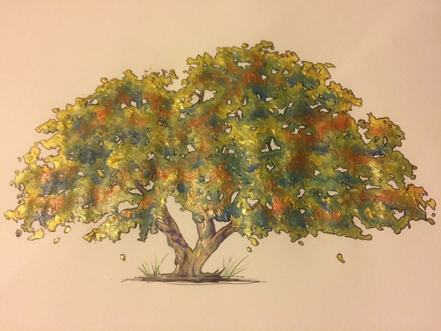 These Detailed Paintings Of Trees And Leaves Focus On Damage, Imperfection And Fragility.