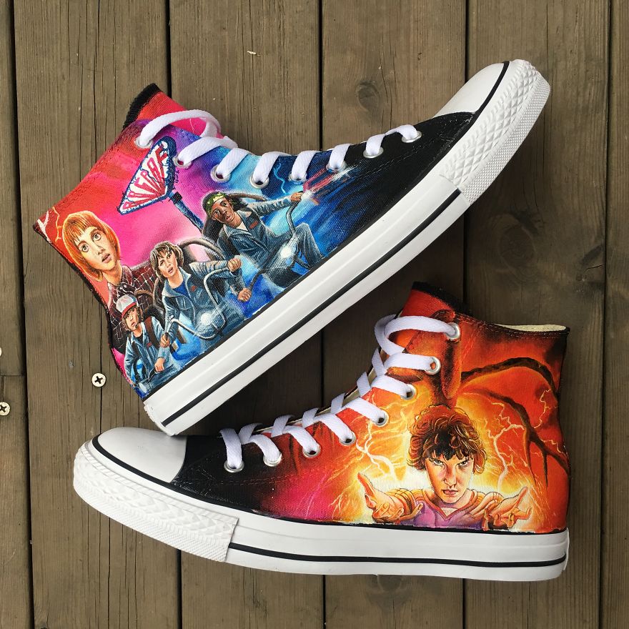 It Took Me More Than 40 Hours To Hand-Paint These Stranger Things Themed Shoes