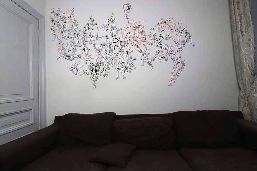 Doodle Woman Turns Her House & Clothes Into A Canvas For Her Doodles