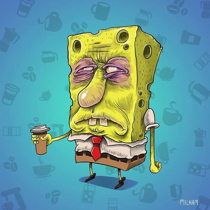 Look At How Your Favorite Cartoons When They Just Woke Up And Haven't Had Their Coffee Yet
