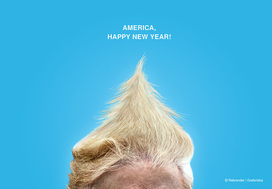 Trump Hair Christmas Tree Card