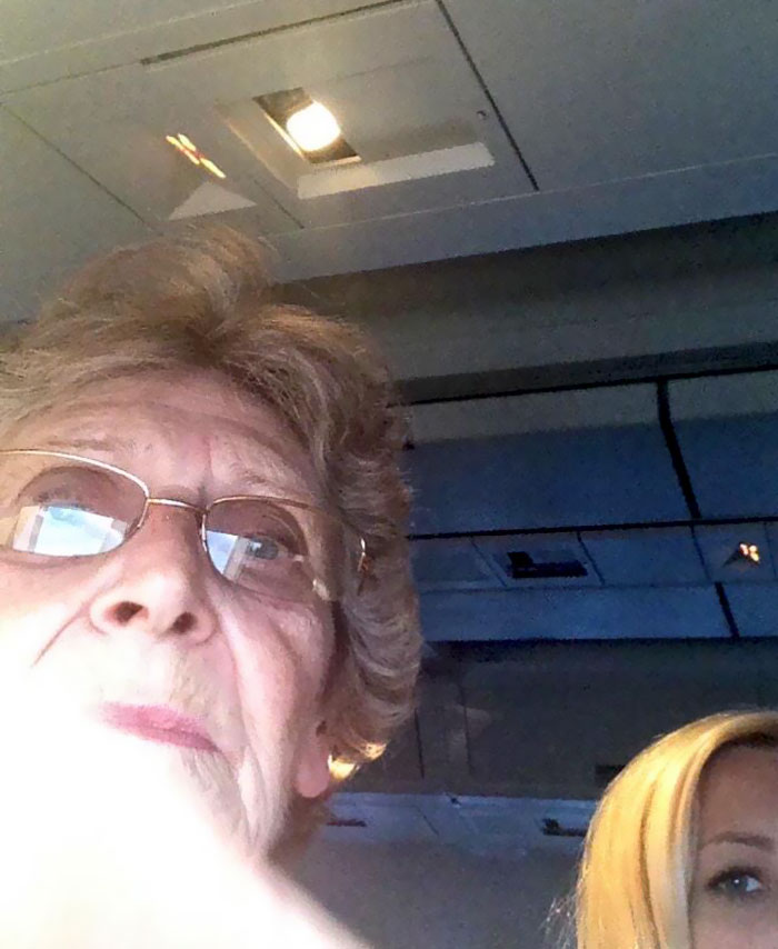 On My First Plane Ride, This Woman Offered To Take A Pic Of The Sky For Me But Accidentally Took Selfie Instead