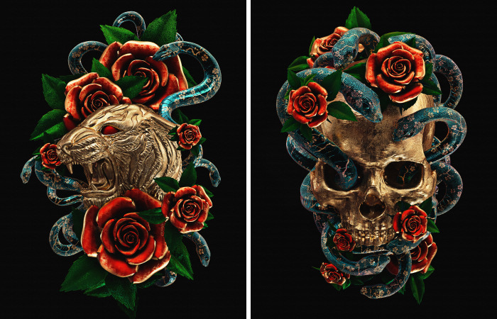 I Reimagined Traditional Tattoos As 3D Illustrations