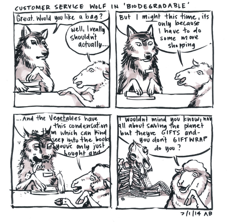 Customer Service Wolf In 'Biodegradable'