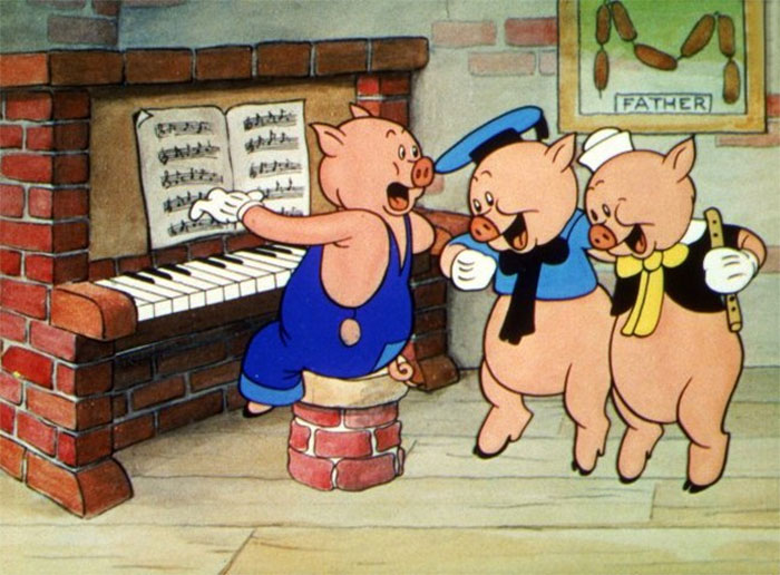The Three Little Pigs Have Their Father Hanging On The Wall
