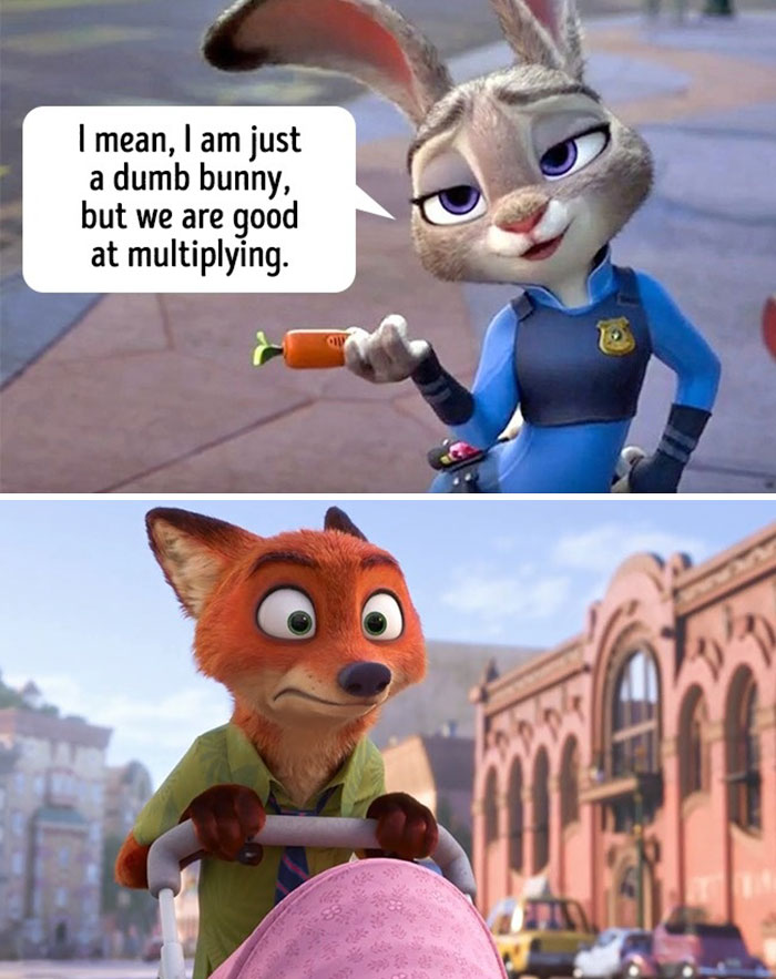 Judy, A Cheerful Hare Police Officer, Is Counting The Fine Nick The Fox Is Going To Pay. After Voicing The Sum, She Adds, "I Mean, I Am Just A Dumb Bunny, But We Are Good At Multiplying"