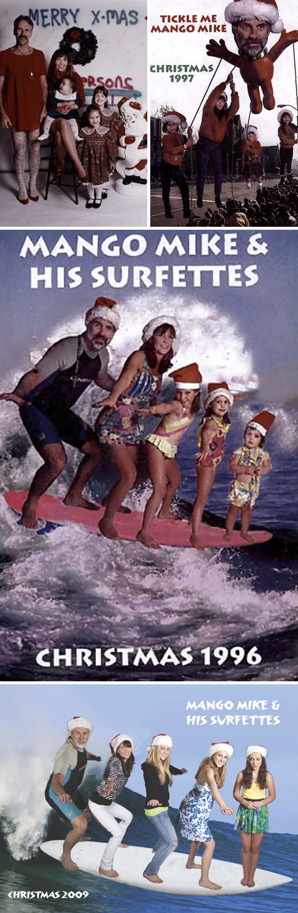 My Dad Would Send Out Hundreds Of Christmas Cards To The Community/Family. His Favorite Time Of Year To Humiliate Us All. We Recreated The Surfing Christmas Card In 2009