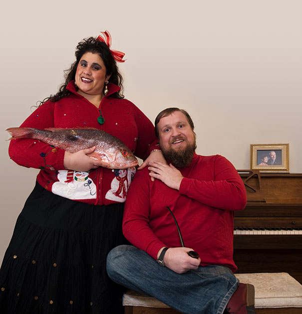 Here Is The Picture For Our Christmas Card. Anybody Who Knows My Wife, Knows How Much She Hates Fish And Thus How Much Of A Struggle It Was To Take This Picture