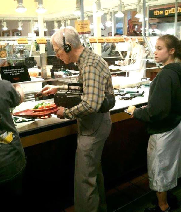 Grandpa Likes To Take Some Beats Wherever He Goes