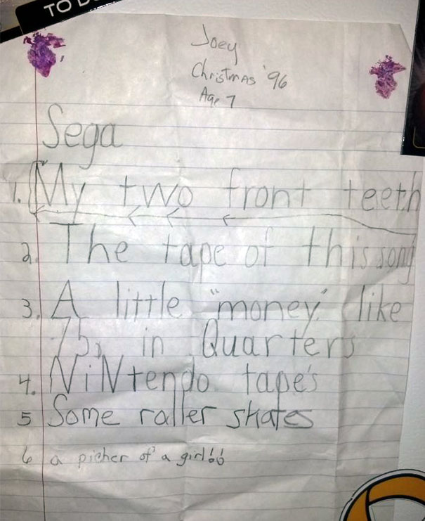 My Christmas List When I Was 7