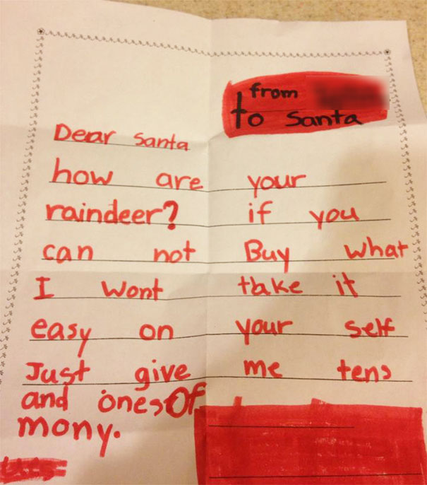 My Daughter's Letter To Santa