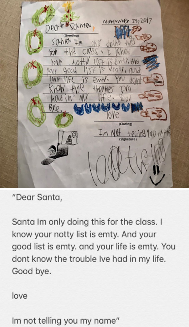 He Was Told To Write A Letter To Santa