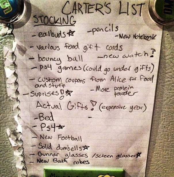 Carter's List. I Love His Breakdown Of Stocking Vs. Actual (Expensive Year)
