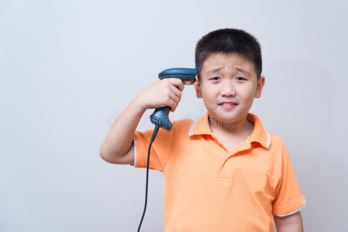 A Young Boy Trying To Kill Himself With A Barcode Scanner