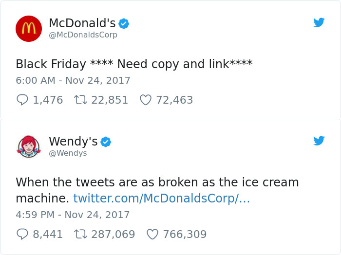 Wendy's and McDonald's tweets