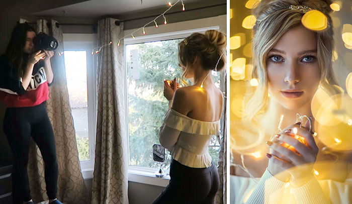 Photographer Reveals How To Take Stunning Portraits With Christmas Lights In Ordinary Bedroom, And Results Will Amaze You