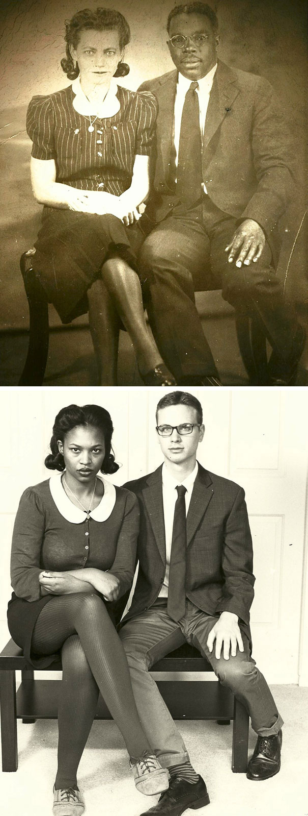 My Boyfriend And I Attempted To Recreate My Favorite Picture Of My Grandparents, This Was The Result