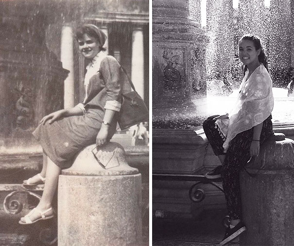 Recreated This Picture Of My Grandmother Today At Saint Peter's Square
