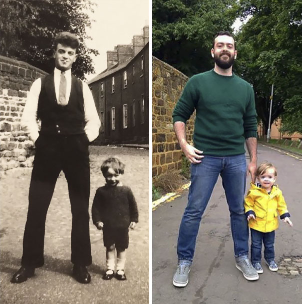 My Grandpa And My Son With Their Daddies, 82 Years Apart
