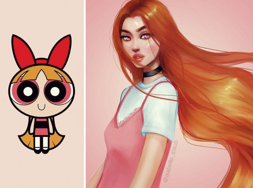 Artist Created Cartoon Characters And Disney Princess In Different Style And They Look Perfect